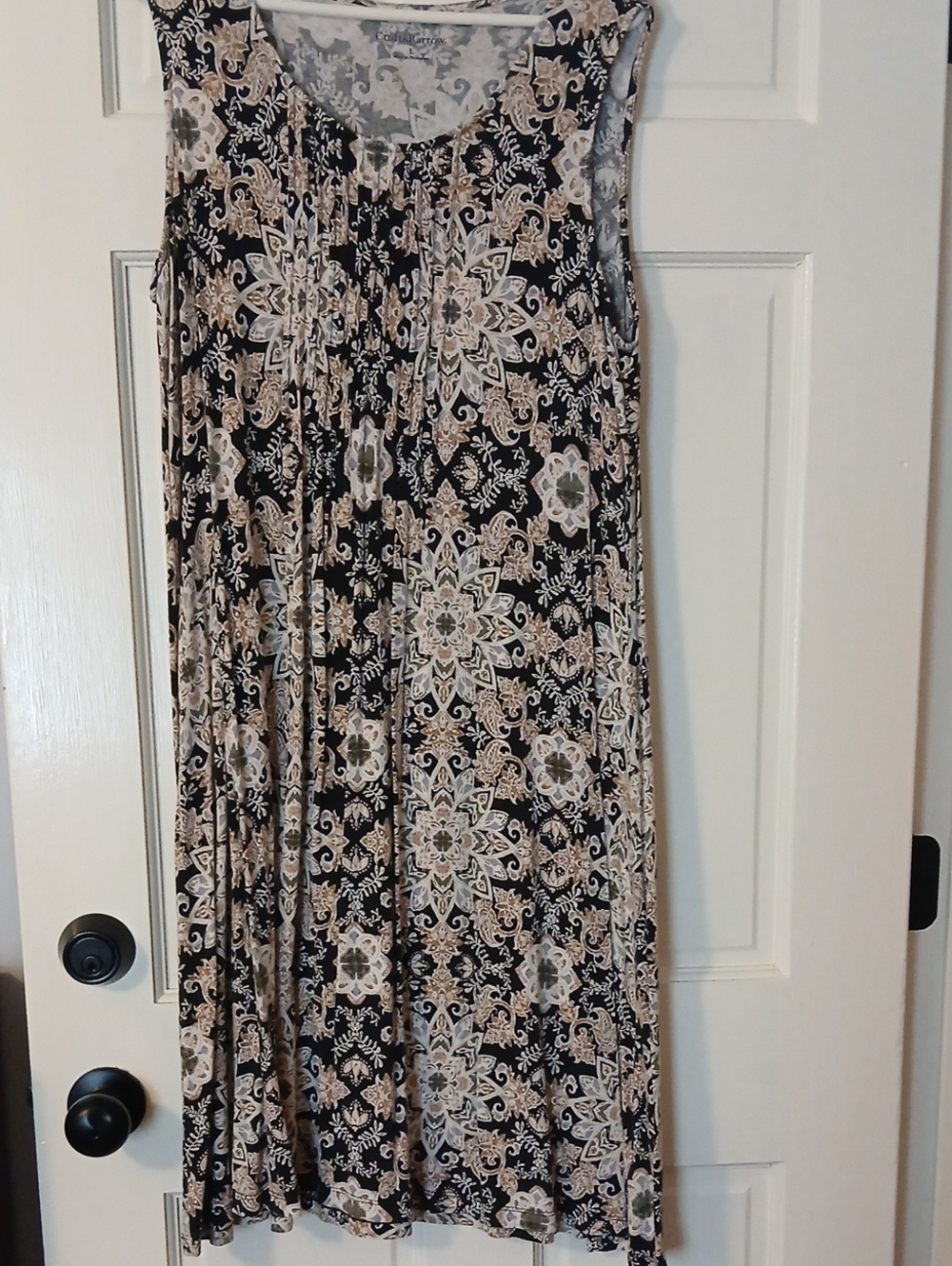 croft & barrow Black and Beige A-Line Printed Skirt